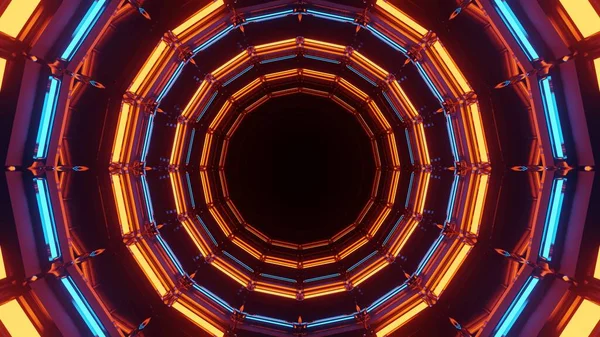 Ein Kosmischer Hintergrund Einer Wiedergabe Von Blau Orangen Roten Lichtern — Stockfoto