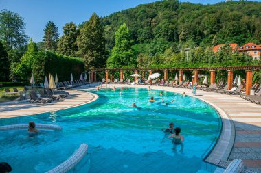 LASKO, SLOVENIA - Jul 16, 2019: Modern spa and wellness resort Thermana Lasko, Slovenia clipart