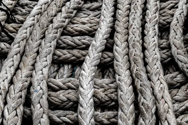 Black White Shot Some Complicated Thick Ropes Perfect Background — Stock Photo, Image