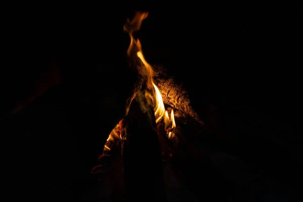 Closeup Campfire Ground Night Perfect Wallpapers Backgrounds — Stock Photo, Image