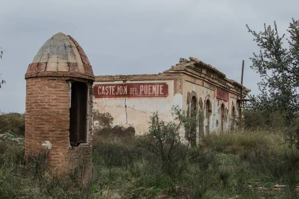 Une Belle Vue Sur Ancien Bâtiment Briques Ruines Castejn Del — Photo