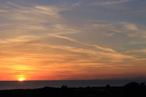 Красивый Вид Солнце Небе Горизонт Время Заката — стоковое фото