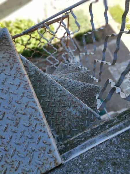 High Angel Shot Iron Stairs Summer Garden — Stock Photo, Image