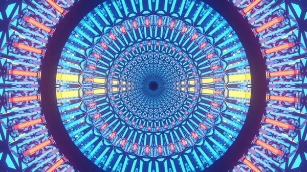 Рендеринга Абстрактного Футуристичного Фону Синім Жовтим Помаранчевим Неоновим Світлом — стокове фото