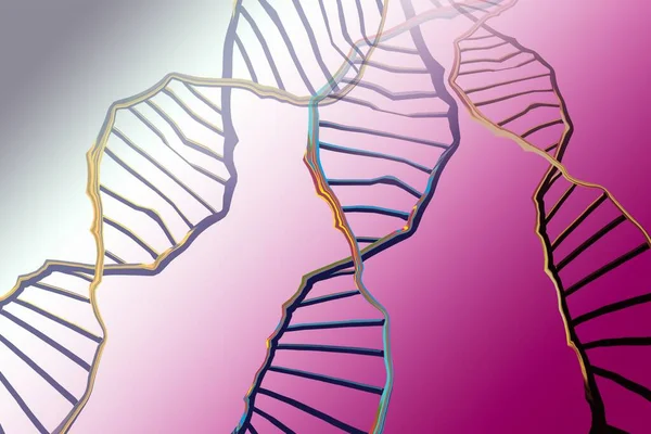 Illustrazione Rendering Della Struttura Del Dna Sfondo Viola — Foto Stock