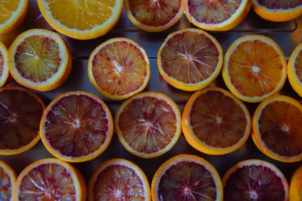 Una Vista Superior Rodajas Naranja Fresca Pomelo —  Fotos de Stock