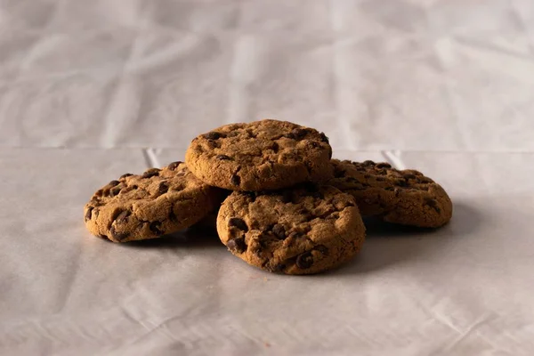 Primer Plano Sabrosas Galletas Fritas Chocolate Fresco — Foto de Stock