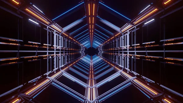 Ein Kosmischer Hintergrund Einer Wiedergabe Blauer Und Oranger Lichter Perfekt — Stockfoto