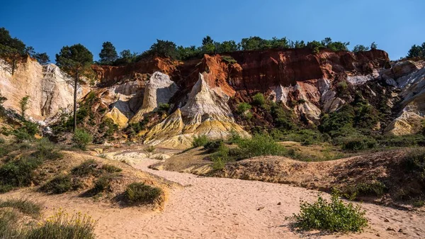 Snímek Krásných Rudých Kopců Colorado Provence Francouzském Rustrelu — Stock fotografie