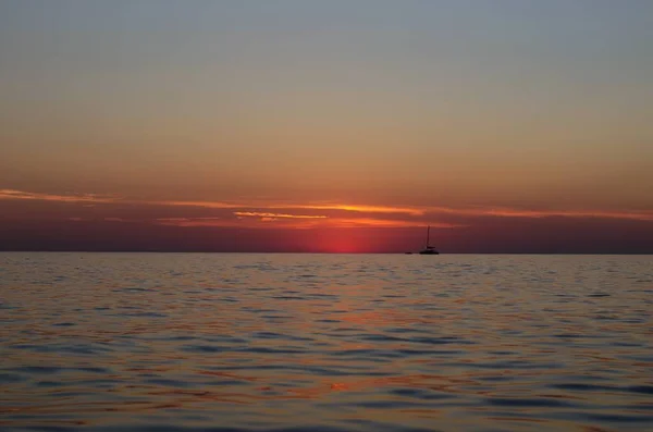 Sea Sunset Island Stromboli — Stock Photo, Image