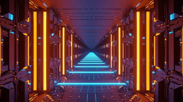 Una Ilustración Corredor Futurista Túneles Scifi Con Bonitas Luces Brillantes — Foto de Stock