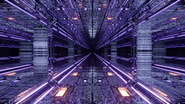 紫の未来的なテクノライトで未来的なイラストを3Dレンダリング — ストック写真