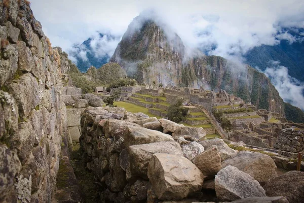 Die Landschaft Der Verlorenen Alten Inka Stadt Machu Picchu Den — Stockfoto
