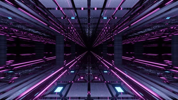 トンネルを作る未来的なカラフルなテクノライトの3Dレンダリングイラスト — ストック写真