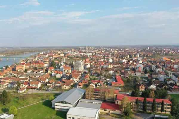 Вид Воздуха Центр Города Брчко Босния Герцеговина — стоковое фото