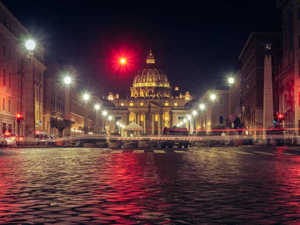 Piazza San Pietro Notte Vaticano — Foto Stock