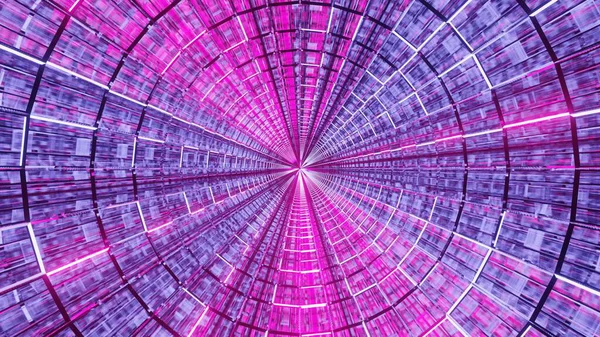 Vykreslující Ilustrace Futuristickými Sci Techno Světly Vytvářejícími Kruhový Tunel — Stock fotografie