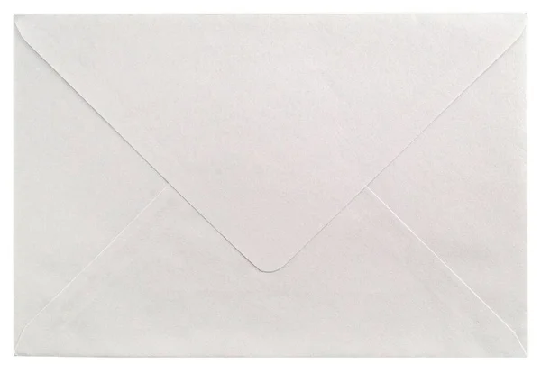 Gros Plan Une Enveloppe Blanche Simple Sur Fond Blanc Isolé — Photo