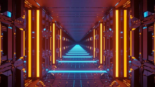 Rendering Illustration Futuristisk Scifi Tunnel Korridor Med Fina Glödande Ljus — Stockfoto