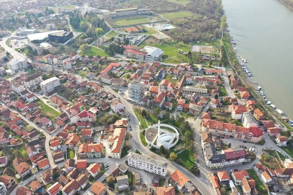 Luftaufnahme Der Innenstadt Von Brcko Bosnien Und Herzegowina — Stockfoto