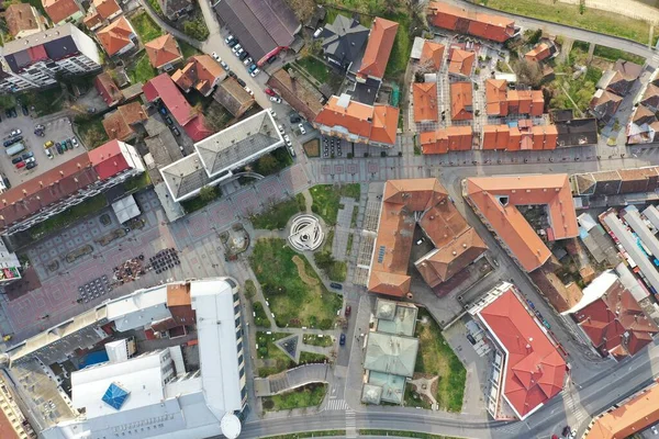 Vista Aérea Centro Cidade Brcko Bósnia Herzegovina — Fotografia de Stock