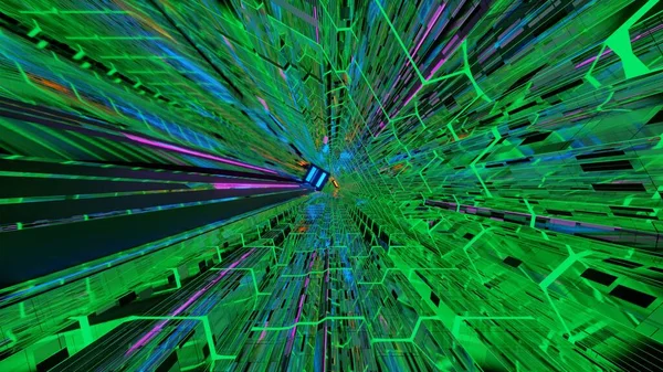 Ein Rendering Futuristischer Hintergrund Mit Bunt Leuchtenden Abstrakten Neonlichtern — Stockfoto