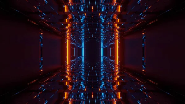Uma Ilustração Renderização Luzes Techno Coloridas Futuristas Que Cruzam Túnel — Fotografia de Stock