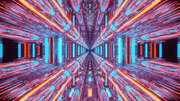 Een Weergave Illustratie Met Blauwe Oranje Futuristische Sci Techno Lichten — Stockfoto