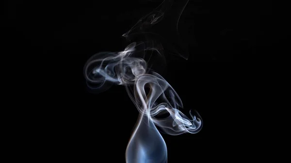 Bílý Kouř Vytváří Abstraktní Tvary Černém Pozadí — Stock fotografie
