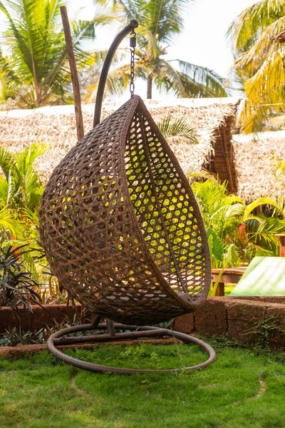 Una Hermosa Silla Colgante Bambú Capturada Goa India — Foto de Stock