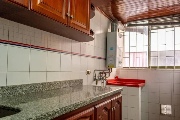 Una Foto Del Paisaje Apartamento Interior Cocina — Foto de Stock