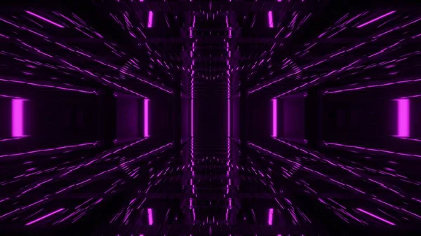 Μια Τρισδιάστατη Απεικόνιση Απόδοσης Φουτουριστικό Sci Πολύχρωμα Techno Φώτα Δημιουργώντας — Φωτογραφία Αρχείου