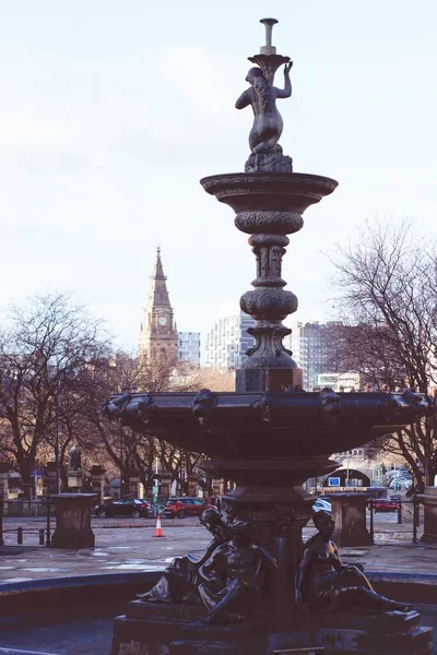 Colpo Verticale Una Fontana Parco Liverpool Regno Unito — Foto Stock