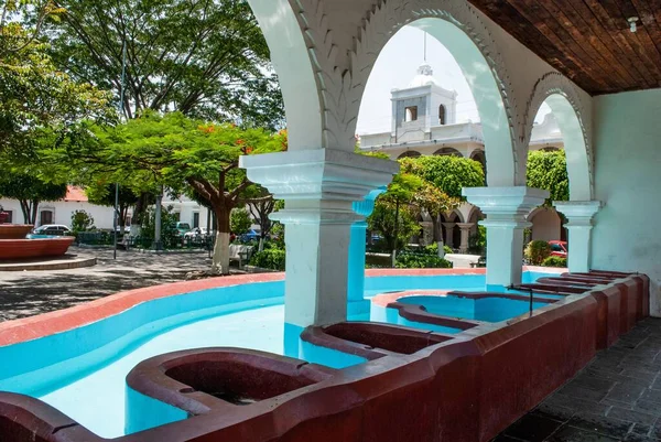 Una Foto Hermosos Arcos Contra Parque Central Antigua Guatemala — Foto de Stock