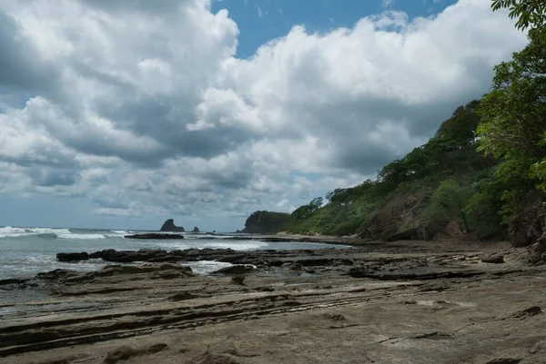 Une Plage Vide Fin Après Midi Sous Ciel Nuageux Playa — Photo