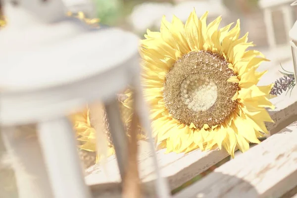 Selective Focus Shot Artificial Sunflower Used Party Decoration — Stock Photo, Image