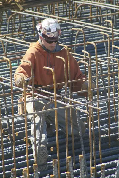 Charles Verenigde Staten Dec 2008 Bouwvakker Legt Lat Voor Beton — Stockfoto