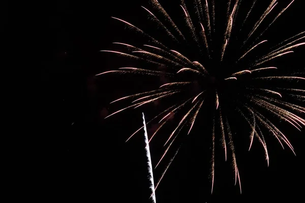 Low Angle Shot Fireworks Illuminating Sky — Stock Photo, Image