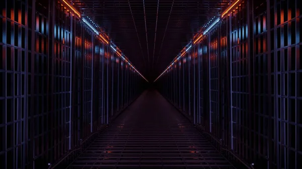 Dark Futuristic Corridor Laser Lights — Stock Photo, Image