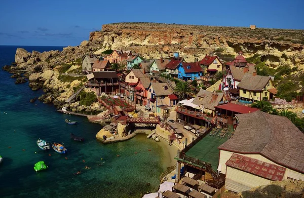Mellieha Malta Octubre 2014 Una Vista Aérea Popeye Village Antiguo —  Fotos de Stock
