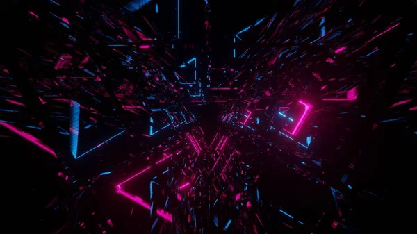 Рендеринг Розовыми Голубыми Лазерными Огнями Черном Космическом Фоне — стоковое фото