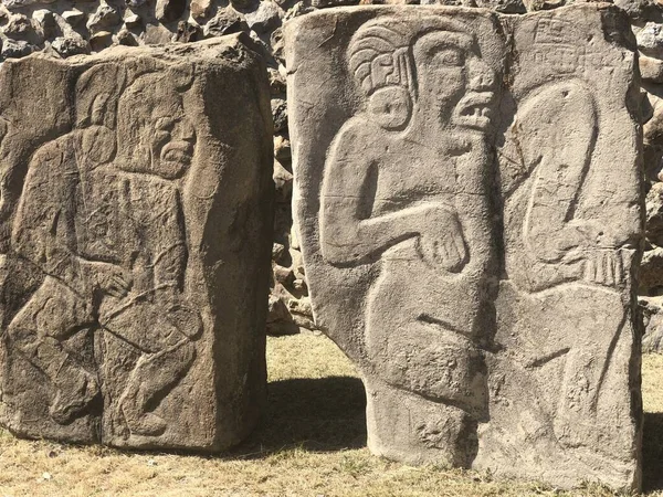 Tallados Piedra Zapoteca Llamados Bailarines Danzantes Sitio Arqueológico Del Monte — Foto de Stock