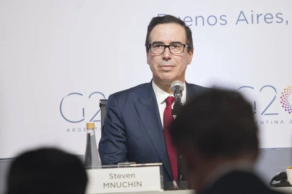 Buenos Aires Argentinien März 2018 Finanzminister Steven Mnuchin Gibt Eine — Stockfoto