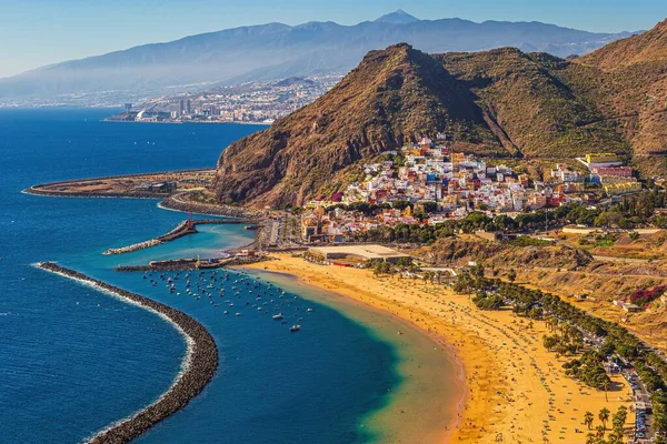 Aerial Shot Beautiful Las Teresitas Beach Located San Andrs Spain — Stock Photo, Image