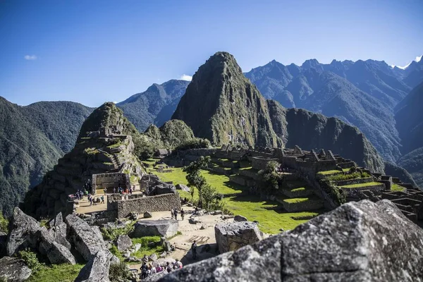 Una Vista Panorámica Del Santuario Histórico Machu Picchu Cusco Perú —  Fotos de Stock