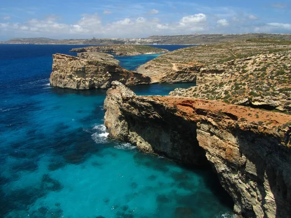 Comino Malta Április 2014 Kilátás Gyönyörű Kék Türkiz Tenger Blue — Stock Fotó
