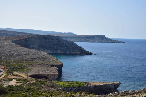Mellieha Malta October 2014 Coastal Cliffs Northern Malta Showing Evidence — 图库照片