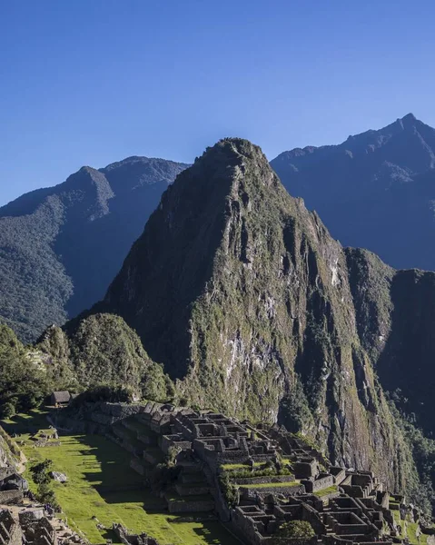 Eine Vertikale Aufnahme Des Berges Machu Picchu Cusco Peru — Stockfoto