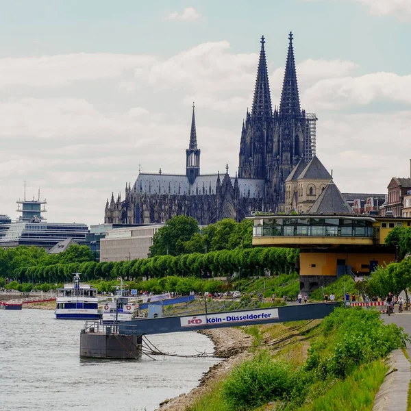 Cologne Németország Május 2020 Kilátás Kölni Katedrális Partjáról Folyó Orrszarvú — Stock Fotó