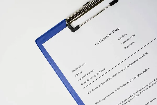 Een Close Van Een Document Getiteld Exit Interview Form Een — Stockfoto